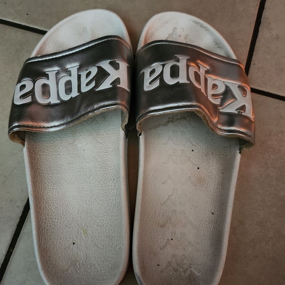 Kappa Metallic Silver Slide Sandals